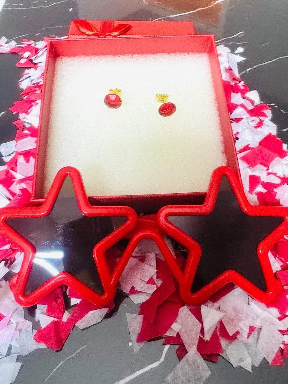 Red Star Kids Sunglasses with Coordinating Red Stud Earrings